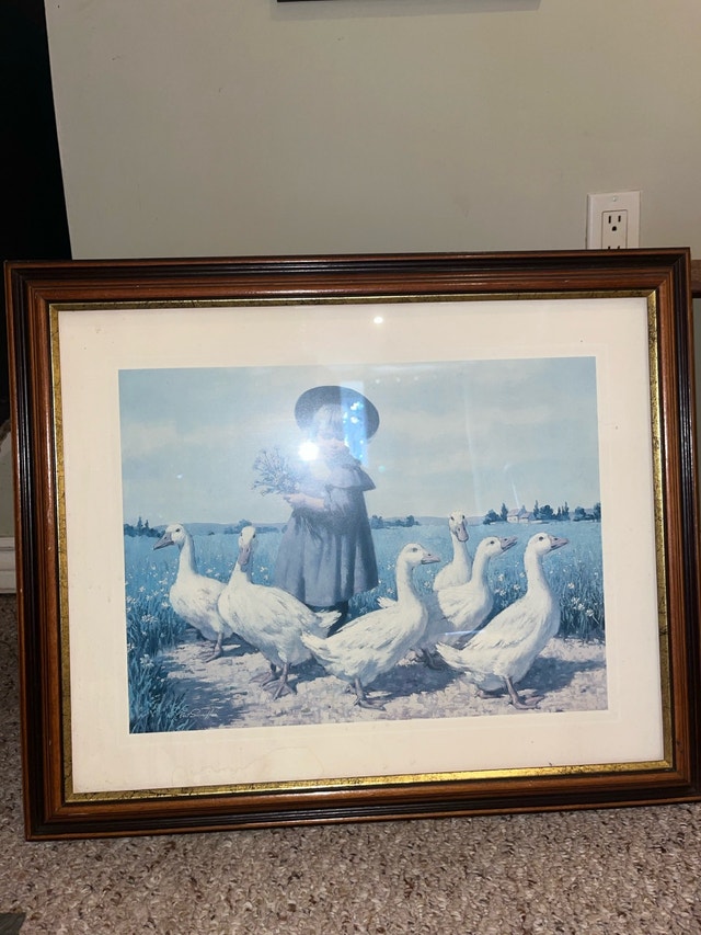 Vintage framed country picture - photo 4