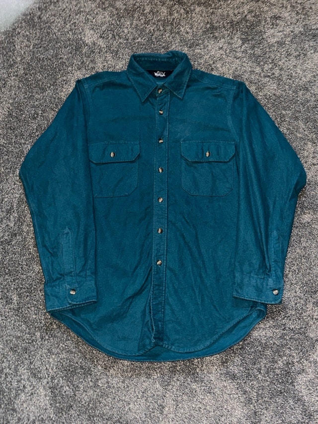 Vintage Woolrich teal chamois button-up shirt size M to L
