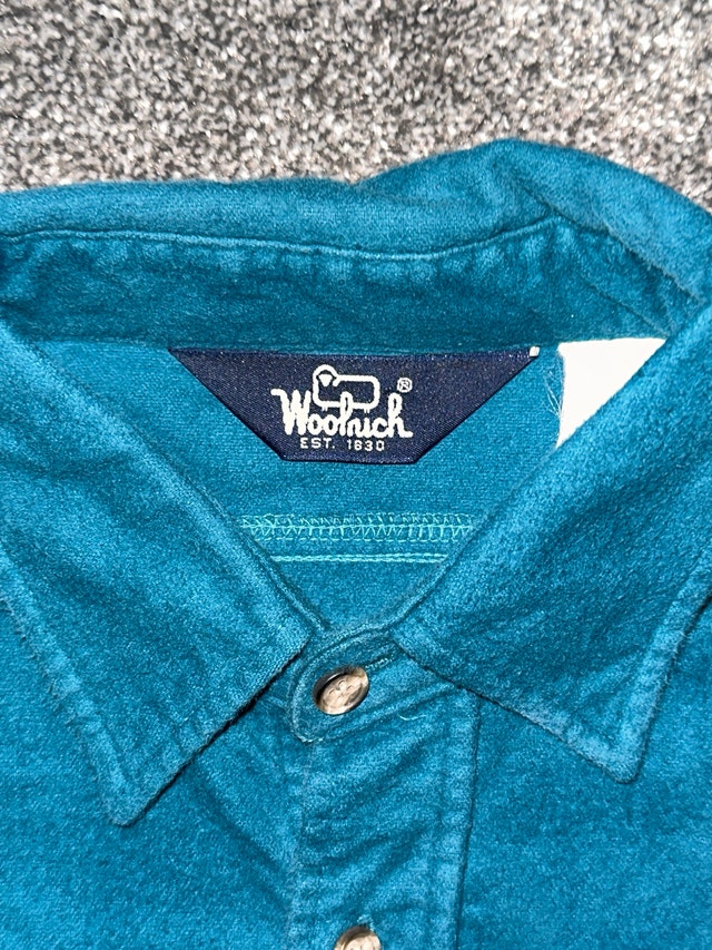 Vintage Woolrich teal chamois button-up shirt size M to L - photo 4