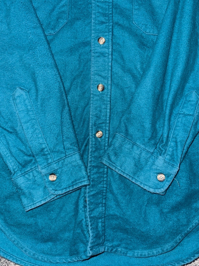 Vintage Woolrich teal chamois button-up shirt size M to L - photo 5