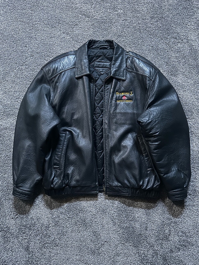black leather bomber jacket size XL