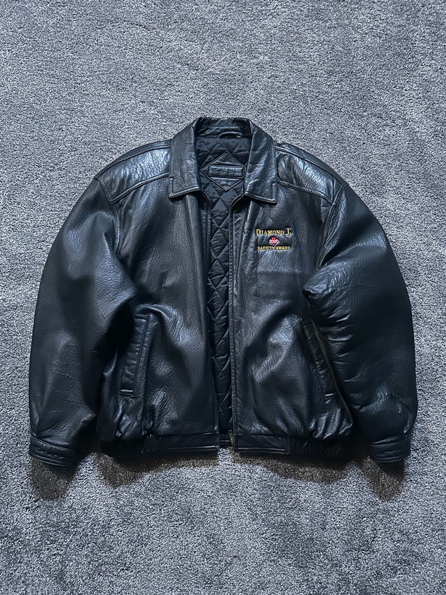 black leather bomber jacket size XL - photo 2