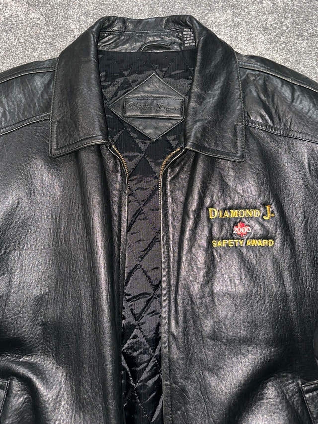 black leather bomber jacket size XL - photo 3