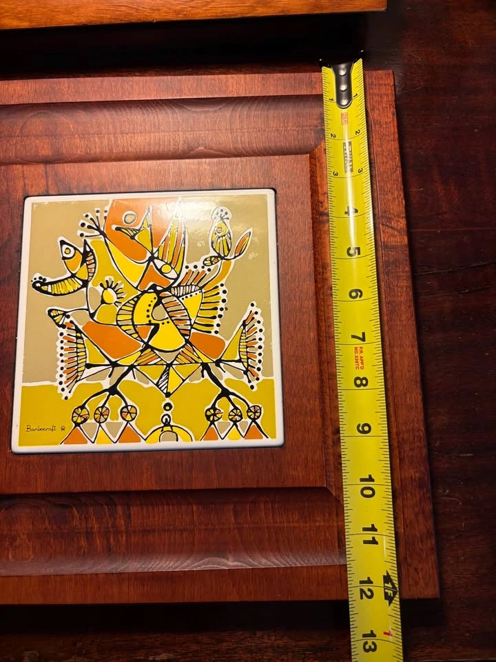 Vintage Mid-Century Baribocraft Canada Wood & Tile Trivet - photo 4