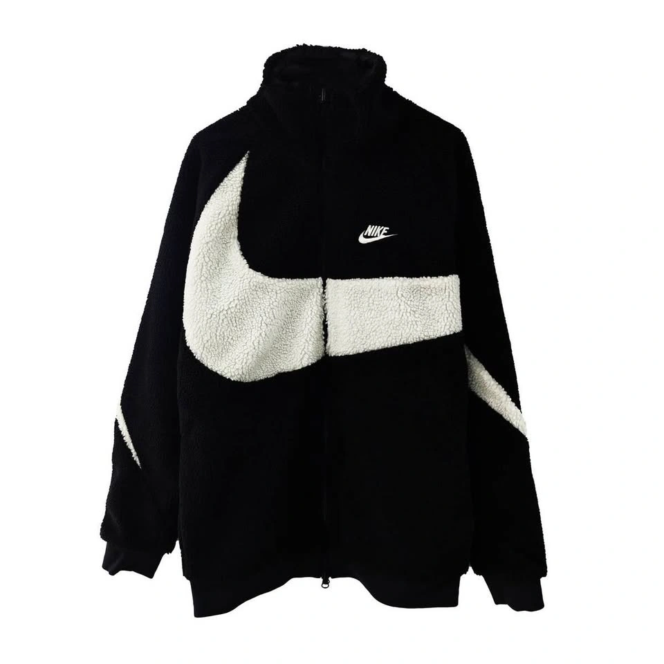 Nike Big Swoosh Fleece Jacket Black White - photo 3