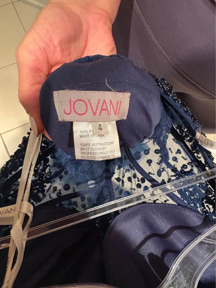 Jovani Navy Blue Beaded Mermaid Gown Size 4 - photo 4