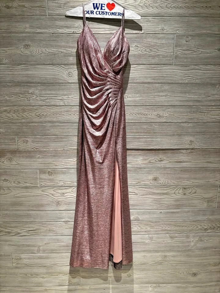 JVN by Jovani Rose Gold Metallic Prom Dress Size 2