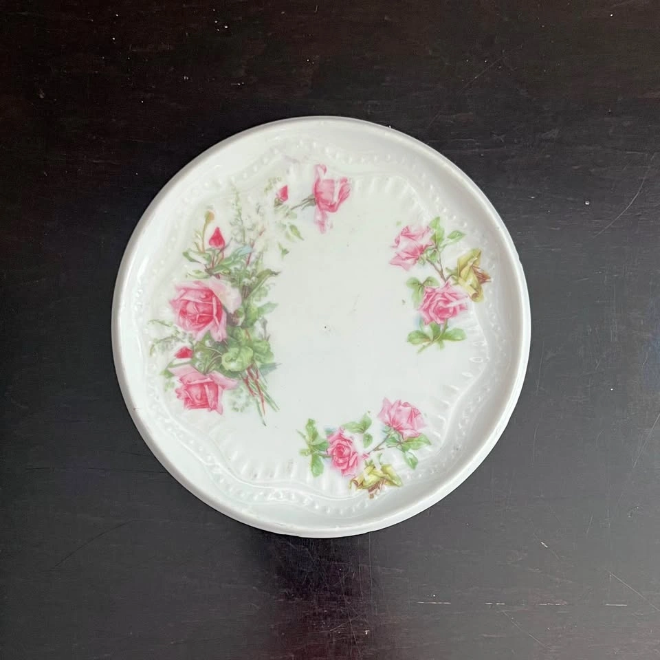 Vintage 6" Rose China Dish / Teapot Trivet / Tea Party Decor - photo 2