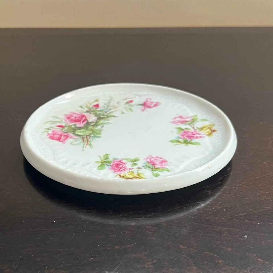 Vintage 6" Rose China Dish / Teapot Trivet / Tea Party Decor - photo 5