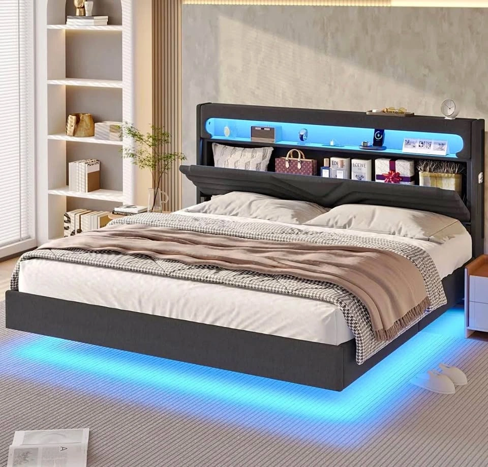 Queen Bed Frame w/ RGB LED + Mattress