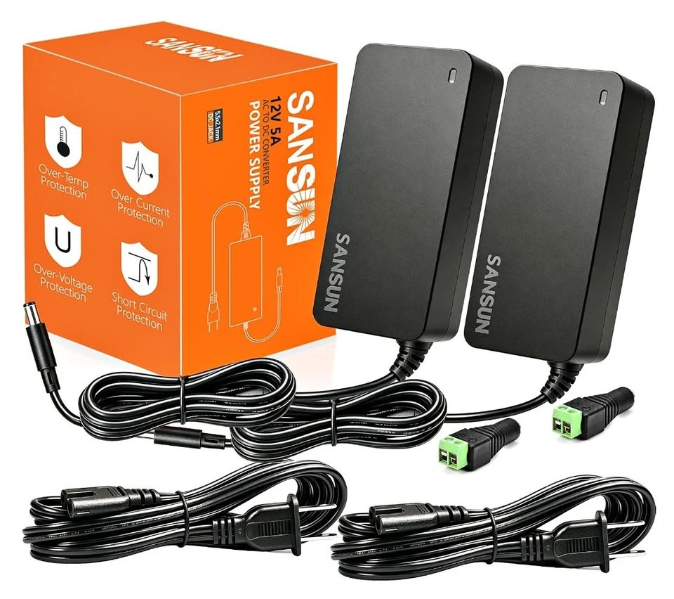 BRAND NEW IN BOX: 2-Pack 12V 5A (60W) DC Power Supplies