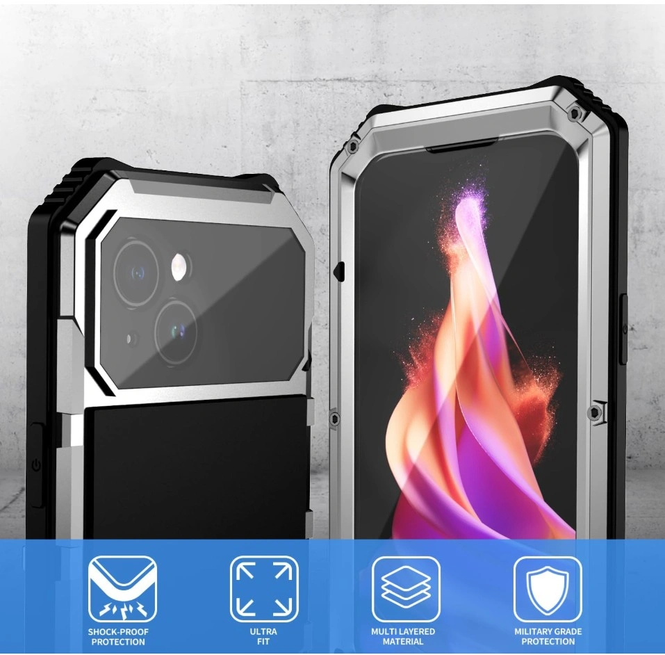 Lunivop Rugged Metal Case for iPhone 15 Plus (Silver) - photo 2