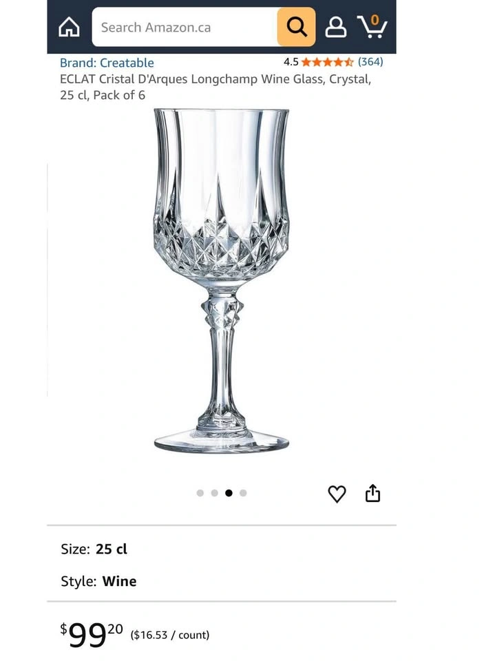 Cristal D'Arques Longchamp 8.25-oz Crystal Wine Glasses (Set of - photo 2
