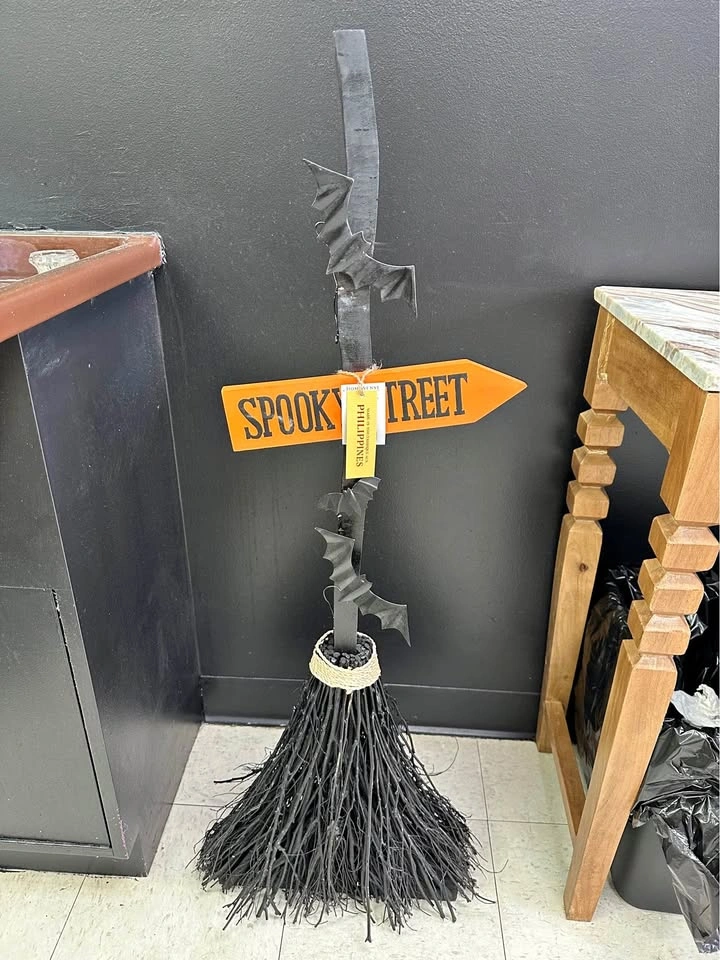 HomeSense Halloween Spooky Street Broom Decor