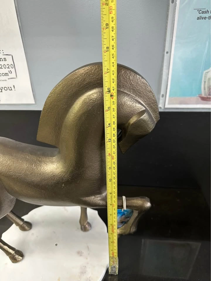 Handcrafted Metal Horse Statue on Marble Base - photo 5