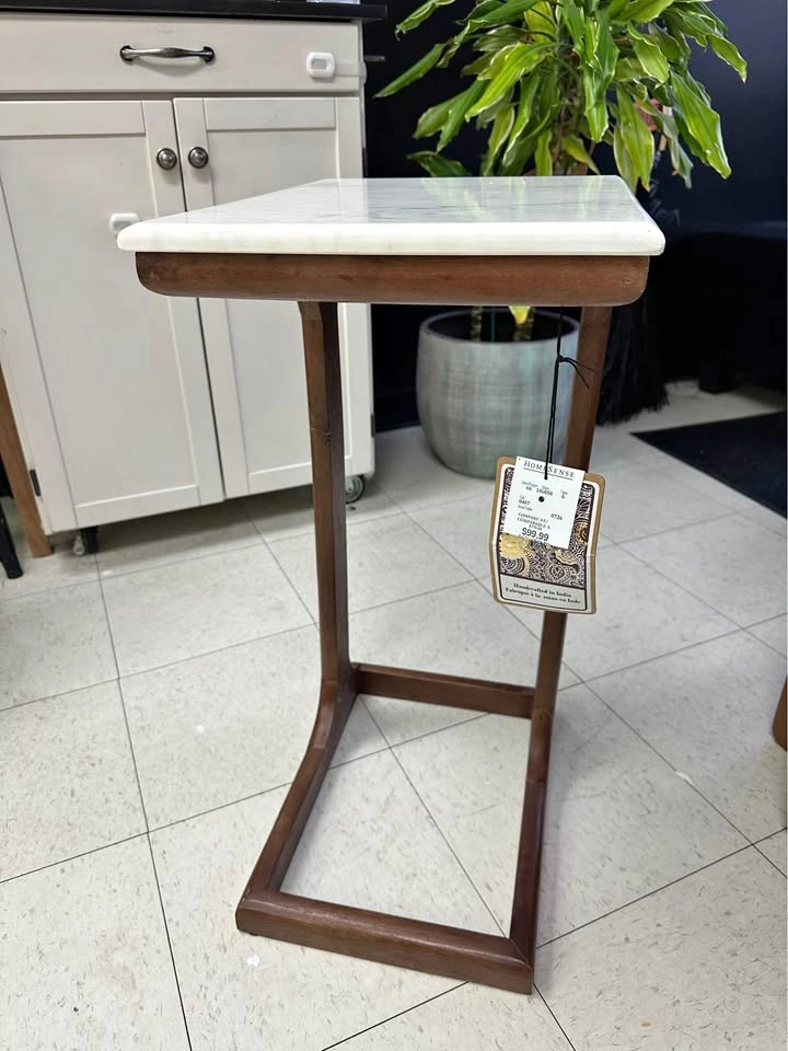 HomeSense Marble Top C-Shaped Side Table