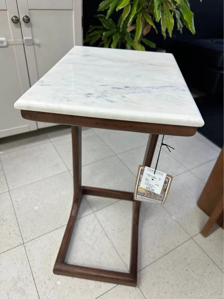HomeSense Marble Top C-Shaped Side Table - photo 2