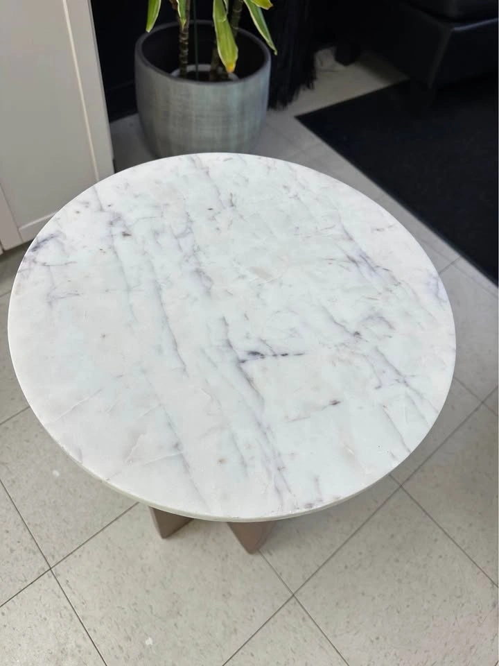 Marble Top Wood Pedestal Side Table - photo 2