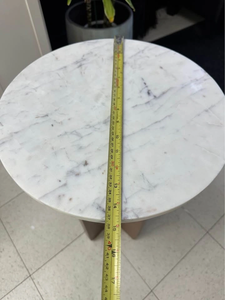 Marble Top Wood Pedestal Side Table - photo 3