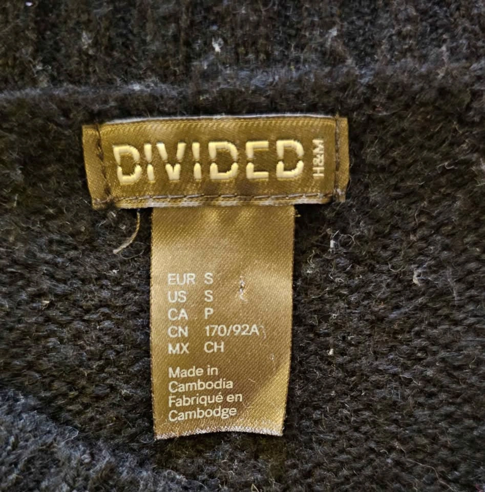 H&M DIVIDED Black Graphic Skull Knit Sweater - Size Small - photo 2