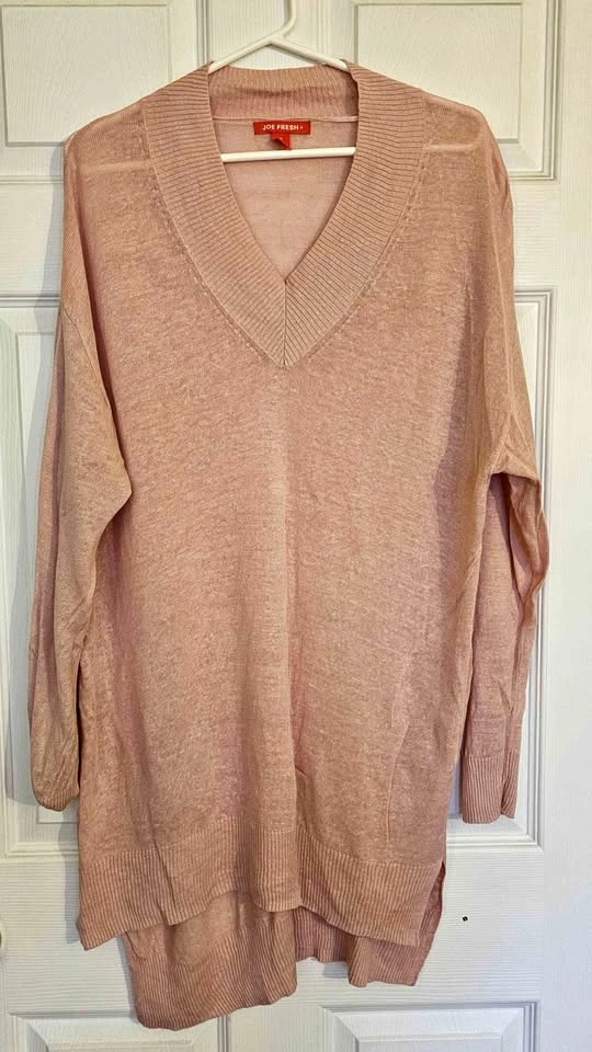 2 Brand New JOE FRESH Linen Blend Oversized V-Neck Sweaters