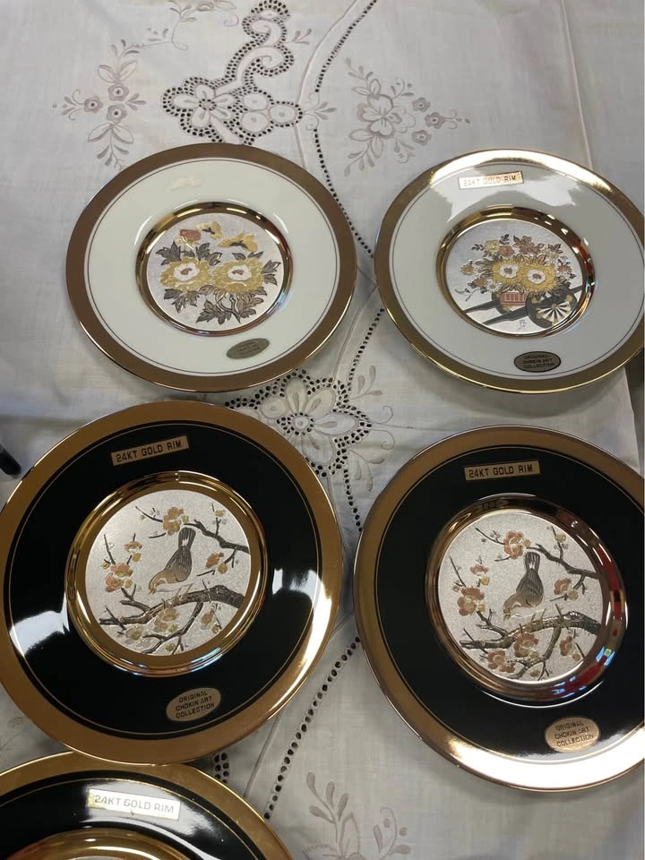 Original Chokin Art Collection Decorative Plate and Bell Set - photo 4