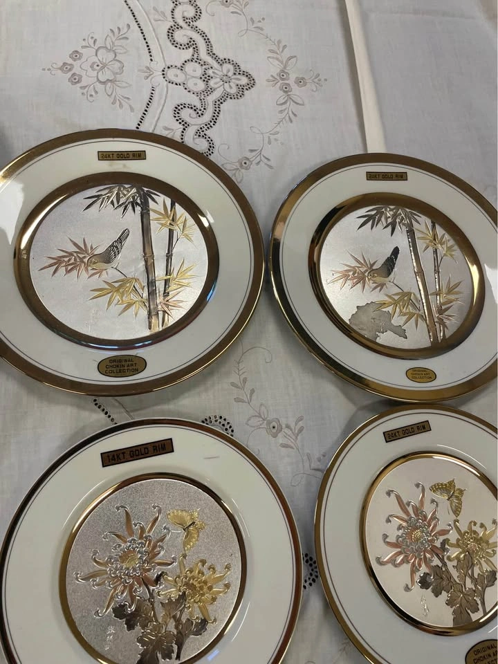 Original Chokin Art Collection Decorative Plate and Bell Set - photo 5