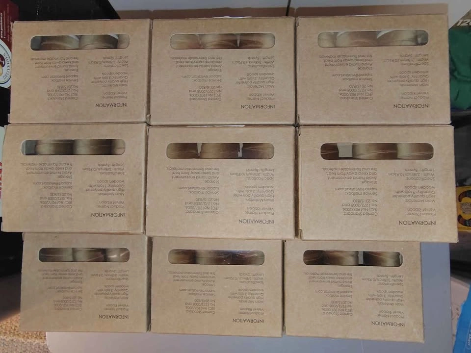 Vitalizart Khaki Velvet Ribbon Rolls (3-Pack Boxes)