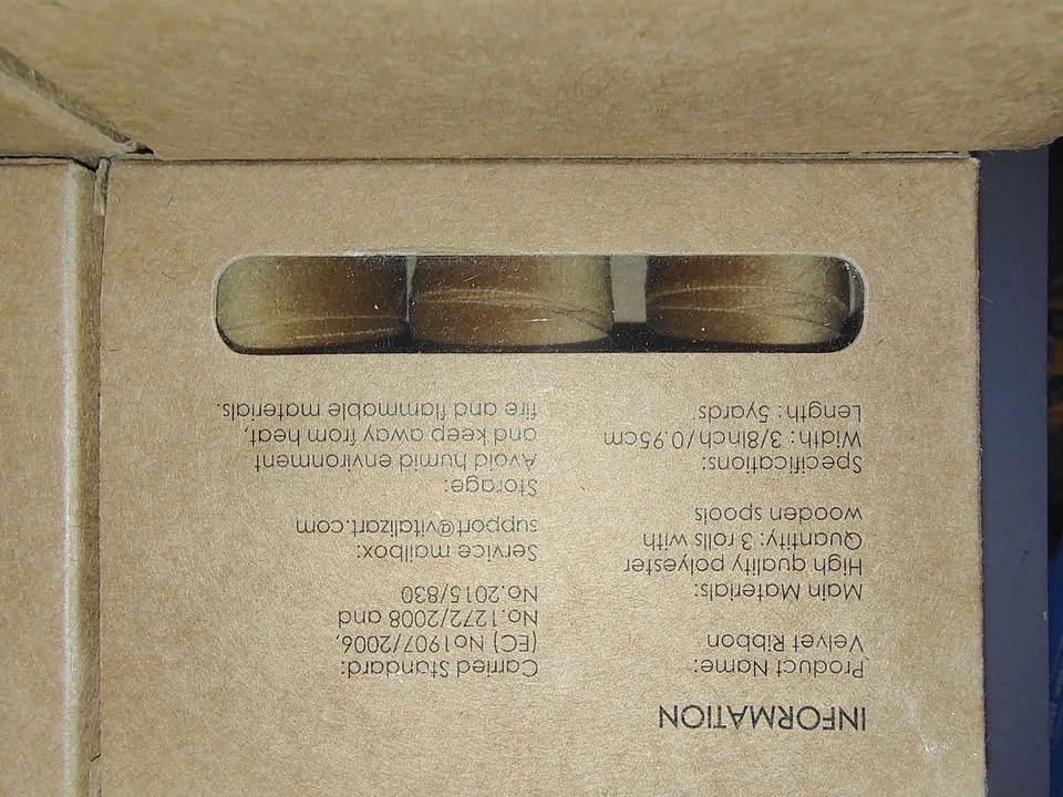 Vitalizart Khaki Velvet Ribbon Rolls (3-Pack Boxes) - photo 3
