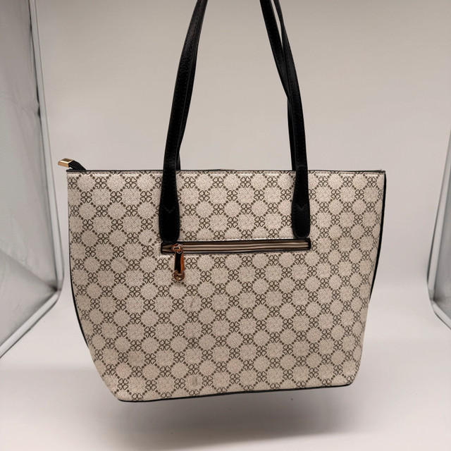 Tote Shoulder Bag – Beige Pattern with Black Handles –new - photo 3