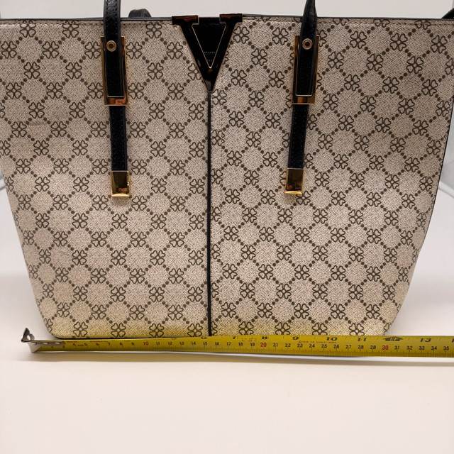 Tote Shoulder Bag – Beige Pattern with Black Handles –new - photo 5