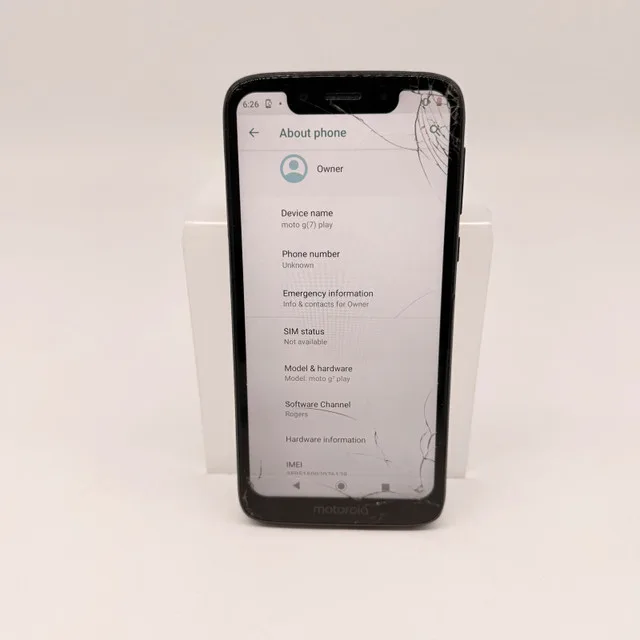 Moto G7 Play - 32GB - Black - Screen Damaged - Works thumbnail