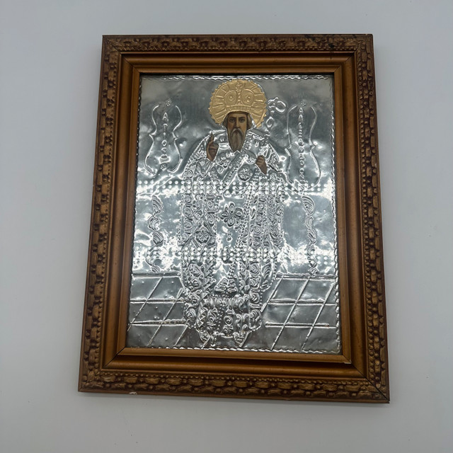 Vintage Orthodox Christian Icon – Silver Relief - photo 2