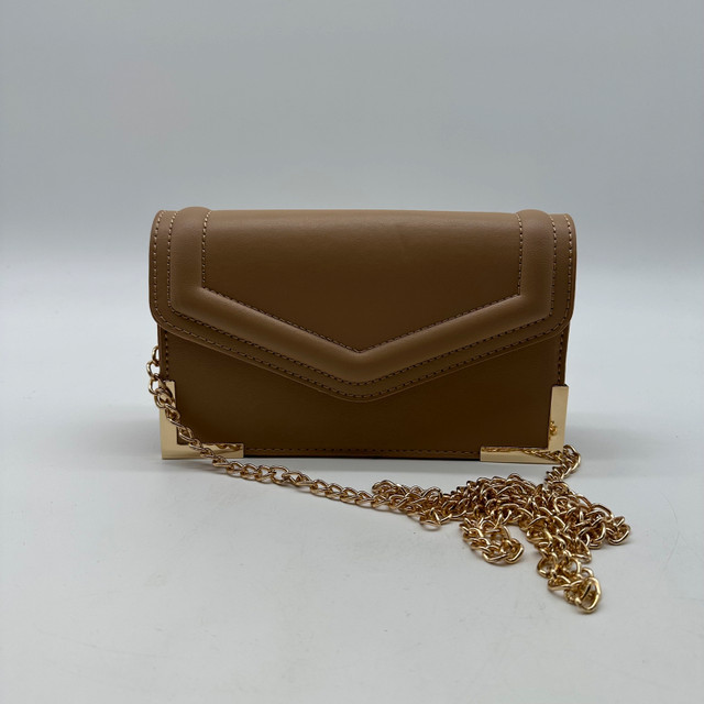 Suzy Shier Tan Faux Leather Clutch Crossbody Purse