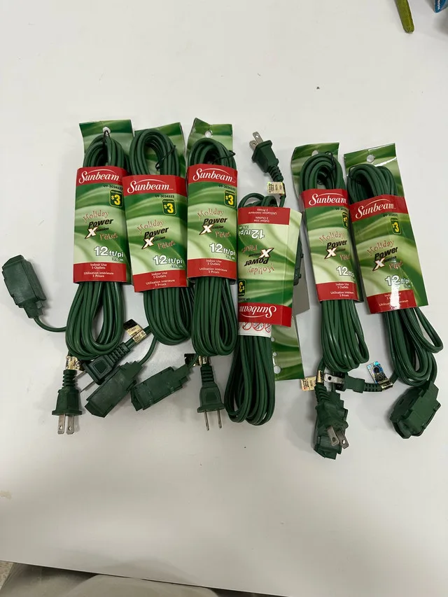 Sunbeam Holiday 12ft Extension Cords - Indoor (Lot of 6) thumbnail
