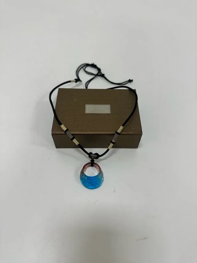 Handcrafted Glass Pendant Necklace – Blue & Burgundy Gradient thumbnail