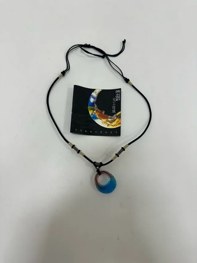 Handcrafted Glass Pendant Necklace – Blue & Burgundy Gradient image indicator(2)