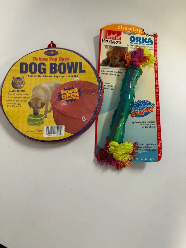 Brand New Dog Bowl & Chew Toy Bundle, Portable & Durable thumbnail