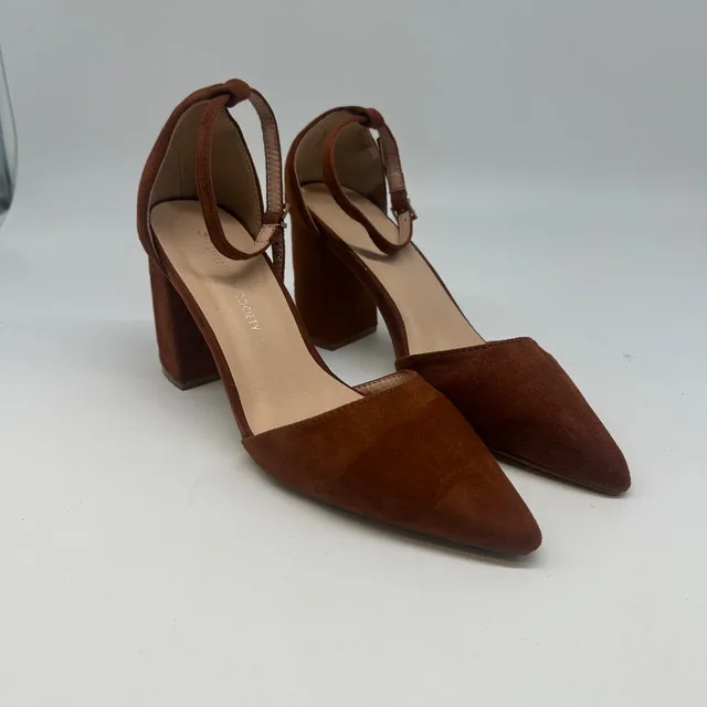 Streetwear Society Women’s Block Heel Ankle Strap Pumps – Brown thumbnail