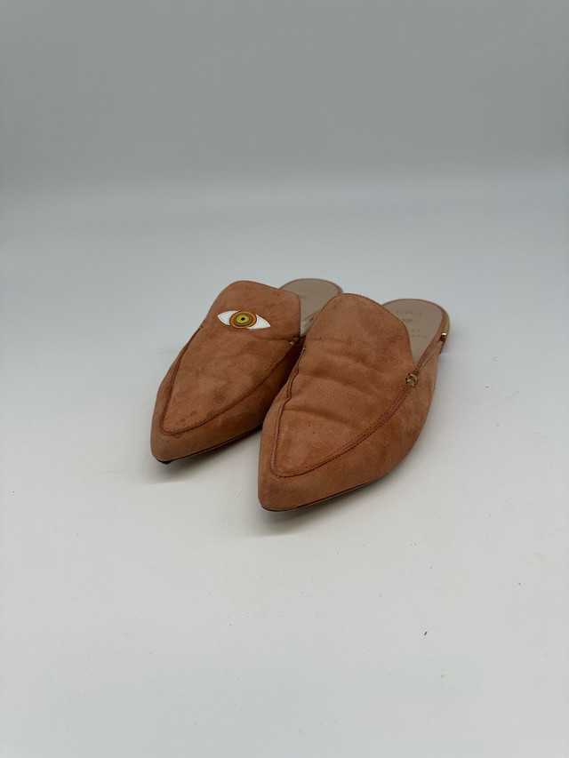 Stuart Weitzman x Gigi Brown Suede Shearling Mules