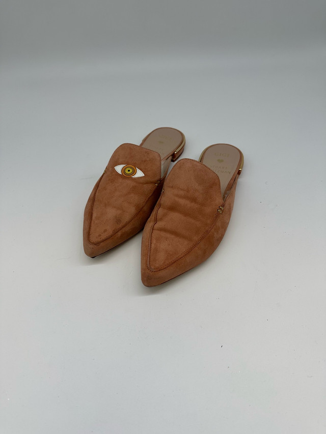Stuart Weitzman x Gigi Brown Suede Shearling Mules - photo 2