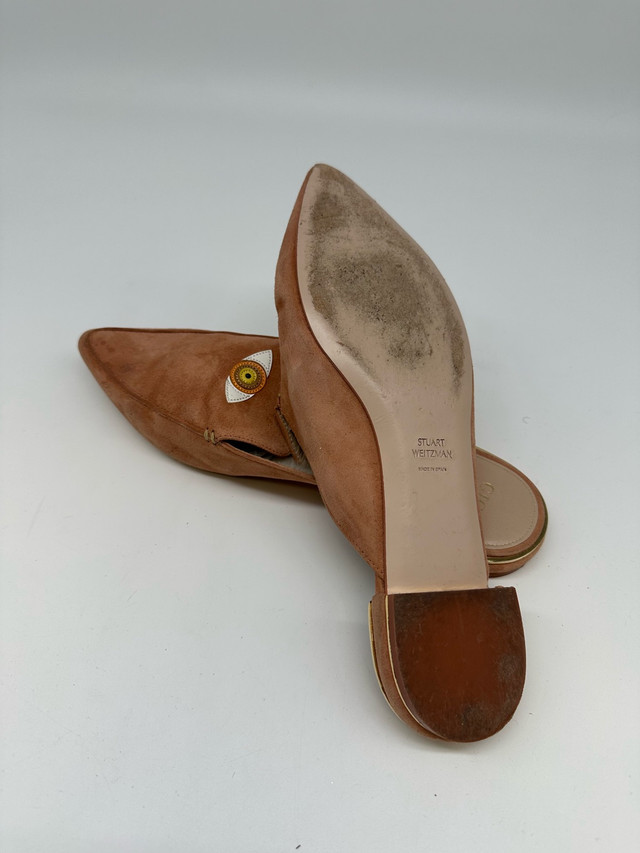 Stuart Weitzman x Gigi Brown Suede Shearling Mules - photo 3