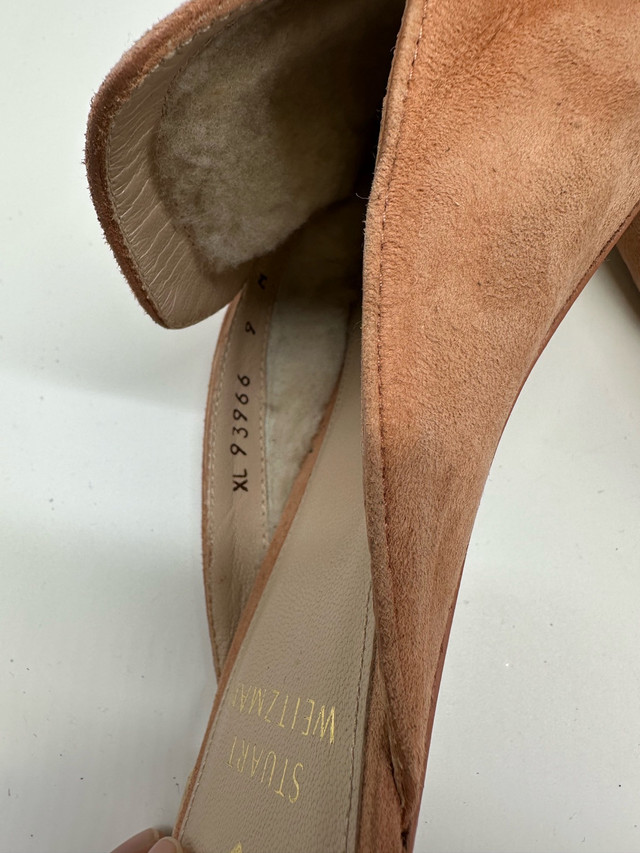 Stuart Weitzman x Gigi Brown Suede Shearling Mules - photo 4