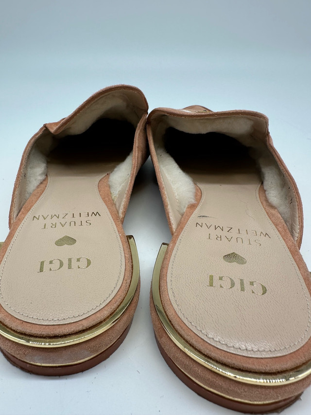 Stuart Weitzman x Gigi Brown Suede Shearling Mules - photo 5