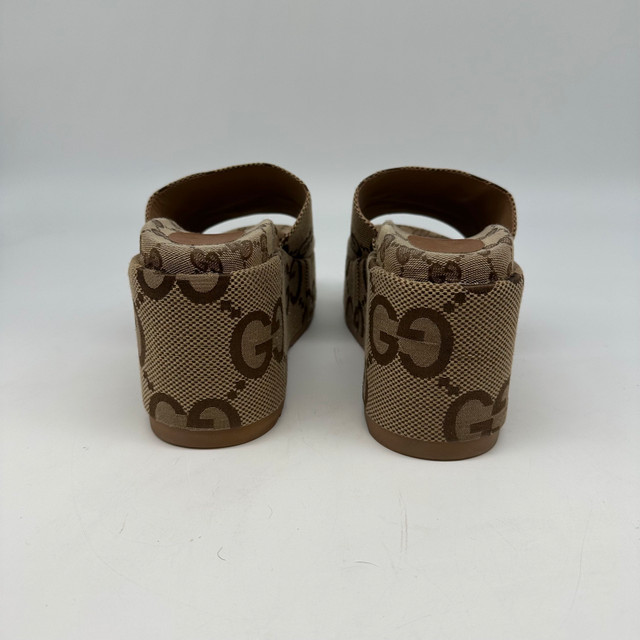 Gucci Monogram Jumbo GG Angelina Wedge Sandals 39 - photo 2