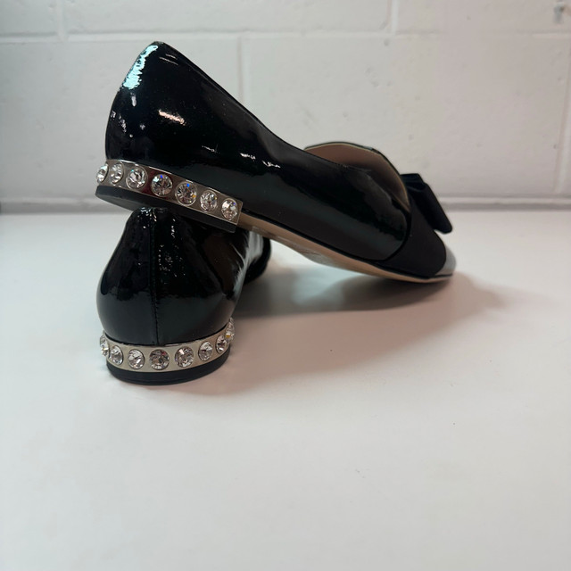 Miu Miu Black Patent Leather Bow Flats - Size 7 - photo 4