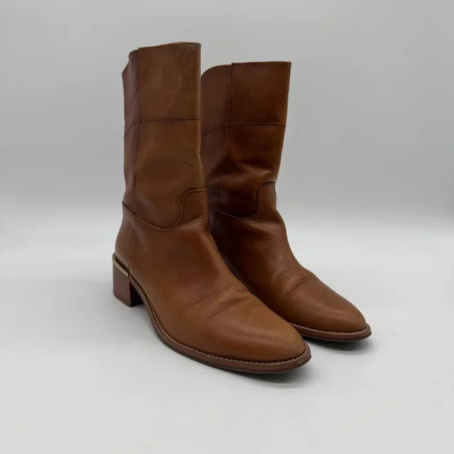Massimo Dutti Brown Leather Mid-Calf Boots Size 40 image indicator(4)