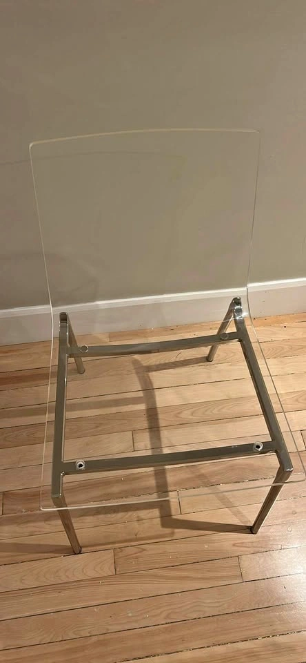 Clear Acrylic CB2 Chair with Chrome Frame