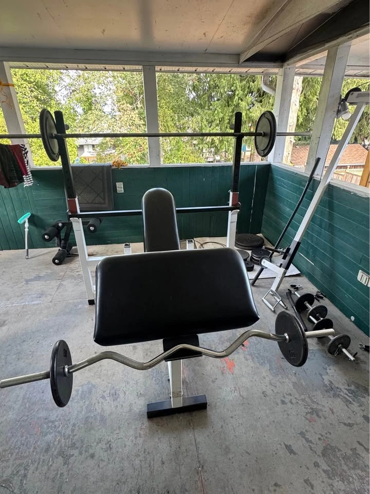 Complete Home Gym Equipment Bundle – 280 lbs Weights, Bench, Rac - photo 2