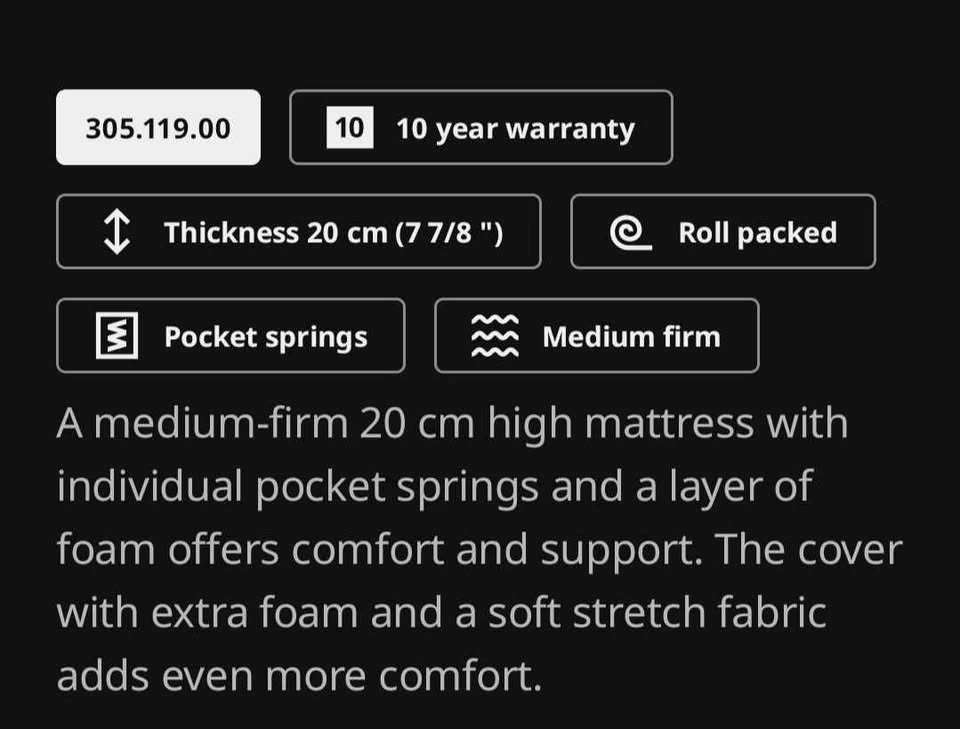 IKEA VESTERÖY Queen Mattress - photo 3